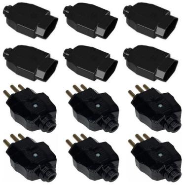 Imagem de Kit 12un Plugue Tomada Macho Fêmea Preto 20a Weg