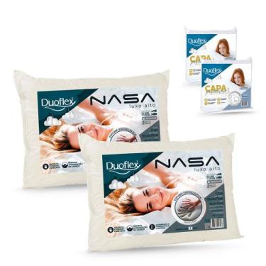 Imagem de Kit Travesseiro Nasa Luxo Alto Duoflex mais Capa Protetora