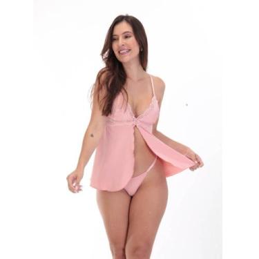 Imagem de Baby Doll Microfibra com Renda D'Rend 320 Rosa - D Rend, Rosa, GG