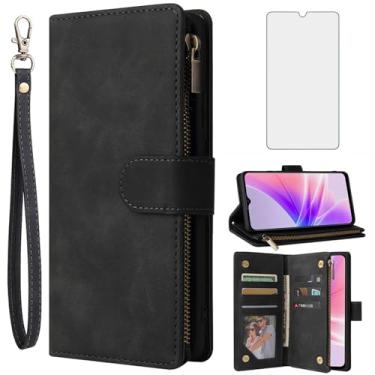 Imagem de Asuwish Compatível com OPPO A74 5G/A57 5G/K10 5G Capa carteira protetora de tela de vidro temperado e capa flip de couro com porta-cartões para celular para A56S/Oneplus N300/Realme Q5i/V23/Narzo 50