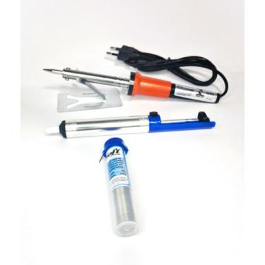 Imagem de Ferro de solda 60w 220v + Estanho + Sugador de Solda - mxt