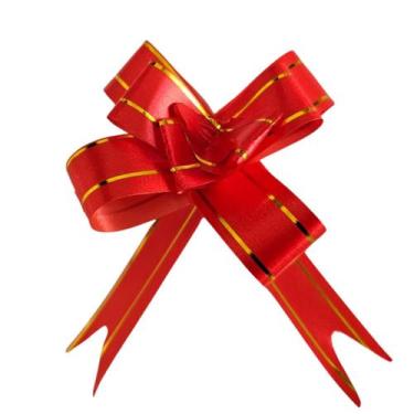 Imagem de laço fácil c/filete ouro 18mmx33cm c/100 unidades vermelho - ydh