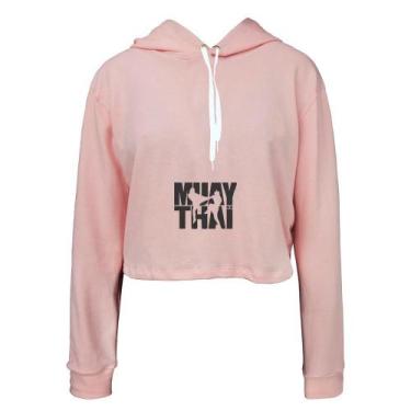 Imagem de Moletom Feminino Cropped Capuz Frio Muay Thai Moderno Casual - Ragor, 