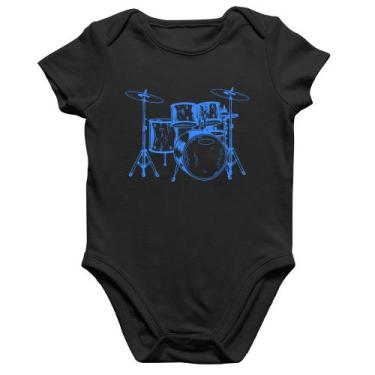Imagem de Body Bebê Algodão Bateria Música (azul) - Foca na Moda, Preto, M