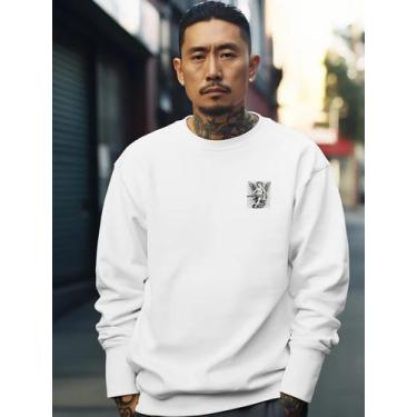 Imagem de Blusa De Frio Moletom Masculino Sem Capuz Careca Flanelado Algodão Pre