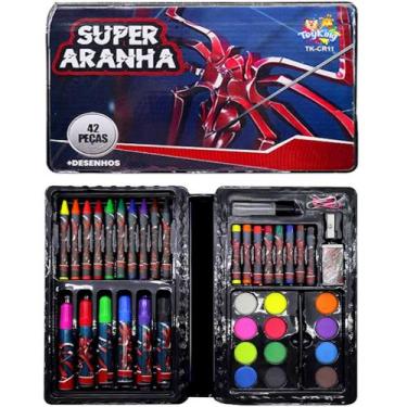 Imagem de Kit Pintura 42 Pçs Infantil Super Aranha Meninos + Desenhos - Toy King
