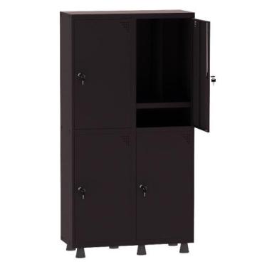 Imagem de Armário Guarda Volume Locker Roupeiro Insalubre 2 Vãos 04 Portas Com P