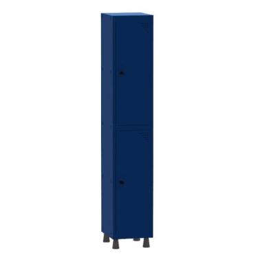 Imagem de Armário Guarda Volume Locker Roupeiro 1 Vão 2 Portas Aço GRP501/2 Azul