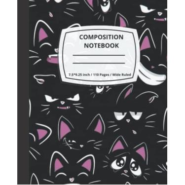 Imagem de Composition Notebooks Wide Ruled : Funny Black Cat with Emotion: For Teen Girls, girls, teenagers, adults | School Supplies