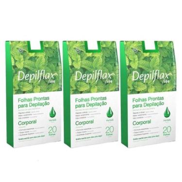 Imagem de 3 Caixas C/20 Folhas de Cera Depilatória Corporal Hortelã - Depilflax