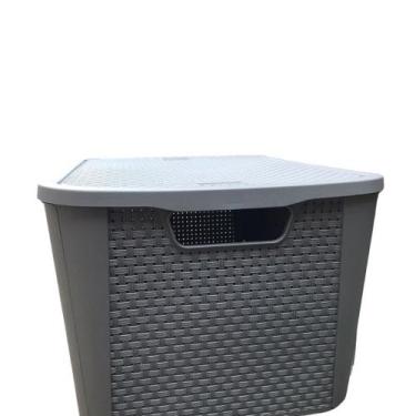 Imagem de caixa organizadora 42 litros rattan - Plasnew, Cinza, 28X37X48,5