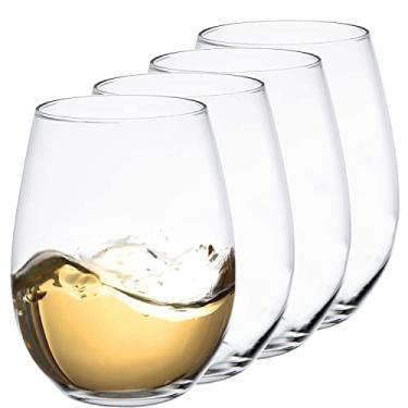 Imagem de Gnimihz Taças de vinho para vinho tinto ou branco (conjunto de 4), 510 g, taças de vinho grandes para Cabernet, Pinot Noir, Bordeaux (transparente)