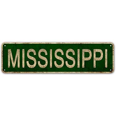 Imagem de LINStore Placa do Mississippi, placa de metal vintage com nome do estado dos EUA, decoração de parede para escritório/casa/sala de aula - Melhores ideias de presente de decoração para mulheres e