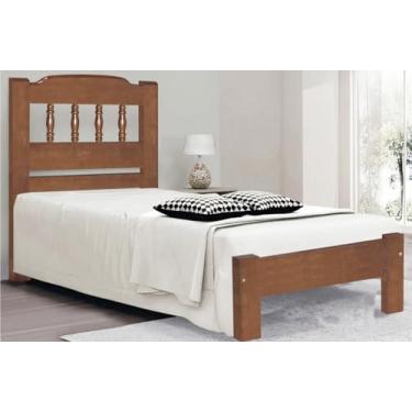 Imagem de Cama de Solteiro Viena de Madeira Maciça Angelim Pedra/Tauari - Cor Imbuia