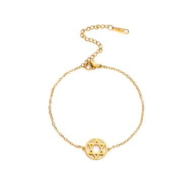 Imagem de Dreamtimes Pulseira de estrela de Davi, pingente hexagrama de aço inoxidável, pulseira judaica, estrela de Davi, joia judaica para mulheres e homens, Medium, Aço inoxidável, Sem Pedra Preciosa