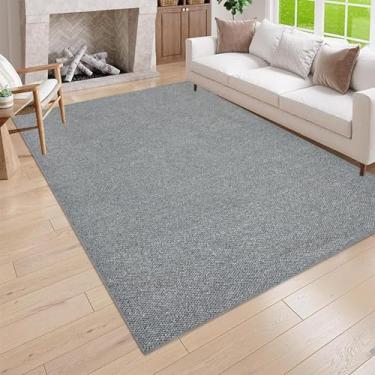 Imagem de USTIDE Tapete de juta sintética para sala de estar, cinza, de fibra natural, para quarto, antiderrapante, antiderrapante, antiderrapante, lavável