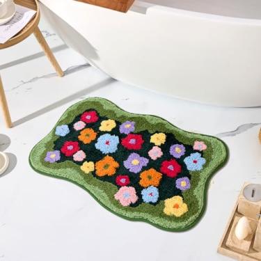 Imagem de ORTIGIA Tapete de banho pequeno e fofo de musgo verde, tapete de banheiro recortado, antiderrapante, microfibra macia, absorvente, lavável, tapete de banho para decoração de lavatório de banheiro 51 x