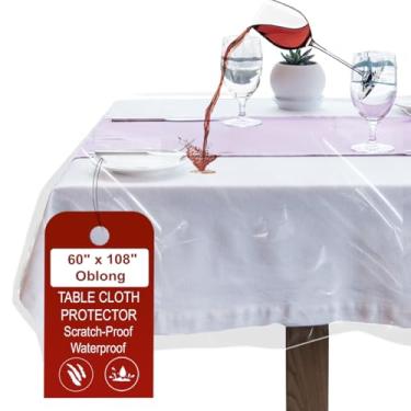 Imagem de LAMINET Protetor de toalha de mesa de vinil transparente de luxo resistente (152 x 274 cm)