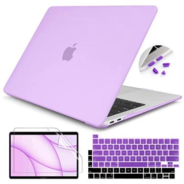 Imagem de Teryeefi Capa para MacBook Pro 13 polegadas versão 2016-2022 modelo A2338 M1 M2 A2289 A2251 com Touch Bar e Retina, capa rígida de plástico fosco emborrachado fosco com capa de teclado, roxo