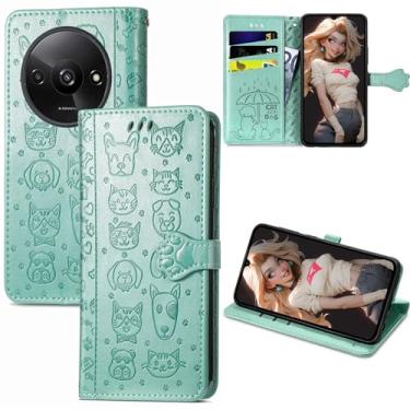 Imagem de CCSmall Capa carteira para Xiaomi Redmi A3 com porta-cartões para mulheres, capa flip de couro PU com suporte para Redmi A3 MG verde