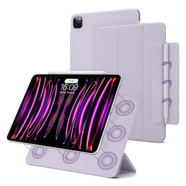 Imagem de Capa magnética para iPad Pro de 11 polegadas 4ª/3ª/2ª geração (2022/2021/2020), capa fina e inteligente, suporte leve com três dobras, hibernar/despertar automático, suporta carregamento Apple Pencil