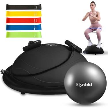 Imagem de kisnbld Bola De Equilíbrio Inflável Half Balance Ball Trainer Com Bola De Pilates E Faixas De Resistência, Meia Bola De Ioga Antiderrapante Para Exercícios De Corpo Inteiro Em Academias Em Casa