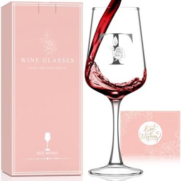 Imagem de Presentes de Dia dos Namorados para Mulheres - Taças de Vinho Iniciais Personalizadas Presente Personalizado, Presente Galentines de Natal Dia das Mães Presentes de Aniversário para Mulheres Sua Mãe
