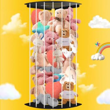 Imagem de Cyfromt Organizador de brinquedos de pelúcia de canto de pelúcia com comprimento ajustável grande prateleira de pendurar na parede para berçário, sala de jogos, quarto, metal resistente (semicircular)