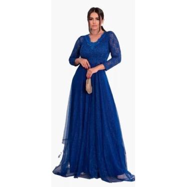 Imagem de Vestido Feminino Longo Manga 3/4 Festa Madrinha Mãe Noiva - Glamoor Fe