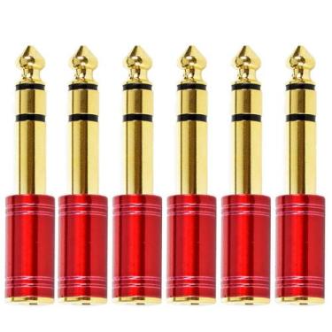 Imagem de Kit 6 plug adaptador santo angelo p2 p10 estereo vermelho