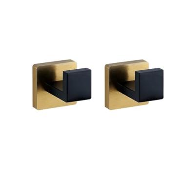 Imagem de Banheiro Preto Ouro Suporte de Papel Higiênico Toalheiro Suporte Gancho de Roupão Anel de Toalha Aço Inoxidável Conjunto de Ferragens para Banheiro Kit, Gancho 2PCS