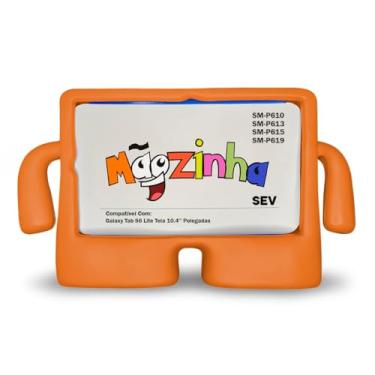 Imagem de Capa Mãozinha Compatível Com Tablet Galaxy S6 Lite 10.4' P610 P615 - Capinha Infantil Borracha, Anti Impacto (Laranja)