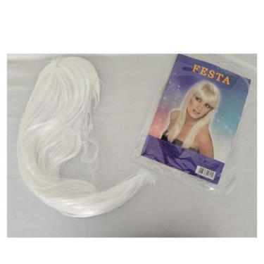Imagem de Peruca longa cabelo lisa cosplay festa 55cm branca - sm decora