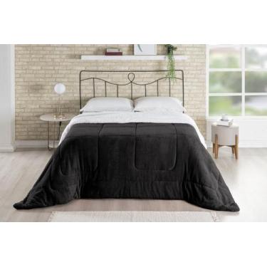 Imagem de Cobertor De Sherpa Casal Queen 2,40M X 2,20M Preto Inverno - Beatriz E