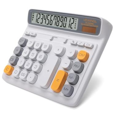 Imagem de VEWINGL Calculadora de mesa, tela LCD grande de 12 dígitos, teclas grandes estilo computador, alimentação dupla (solar e bateria), modo de suspensão automática, para escritório, escola, casa e