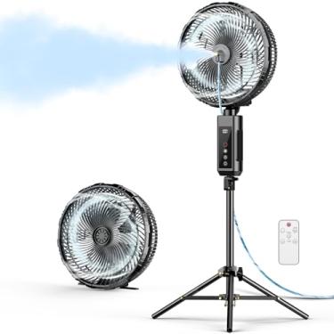 Imagem de Ventilador de nebulização portátil, ventiladores de nebulização externos de 20000 mAh para pátios externos, pedestal de 30 cm e ventiladores oscilantes de mesa com kit de nebulização, ventilador de
