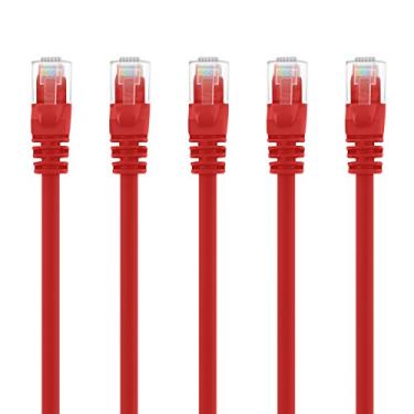Imagem de GearIT Cat5e Cabo de patch Ethernet de 1,5 m – Cabo de rede LAN para computador Snagless RJ45, vermelho, Pacote com 5, Vermelho, 15 Feet (5-Pack)