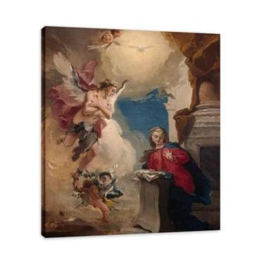 Imagem de Anunciação Giovanni Battista Tiepolo Impressão em tela – Obra-prima rococó barroca, pintura escolar de Veneza, pintura a óleo decorativa para galeria doméstica 30 x 36 cm