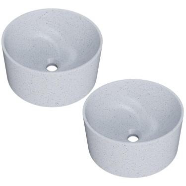 Imagem de Kit 02 Cubas De Apoio Redonda Para Banheiro Lavabo C01 Bl30w Branco Granit Matte - Lyam