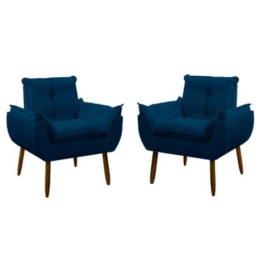 Imagem de Kit 2 Poltrona Decorativa Sala Estar Escritório Quarto Prime Azul Marinho