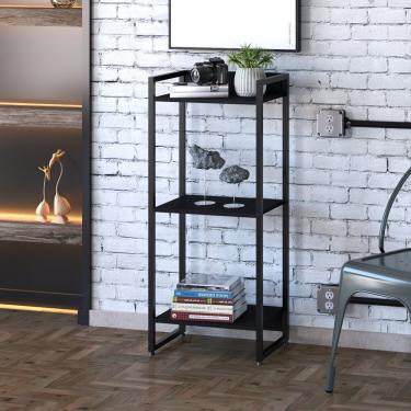Imagem de Estante Para Livros Industrial Multiuso 3 Prateleiras 104x45cm Dynamica Yescasa Preto ônix / Preto