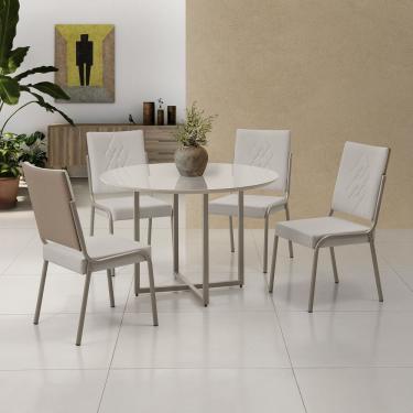 Imagem de Conjunto Sala De Jantar Mesa Em Mdf Com Vidro 4 Cadeiras Moscou Fendi Marrom