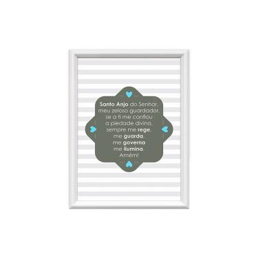 Imagem de Quadro Decorativo Meu Rodapé Santo Anjo Listras Azul 34x46