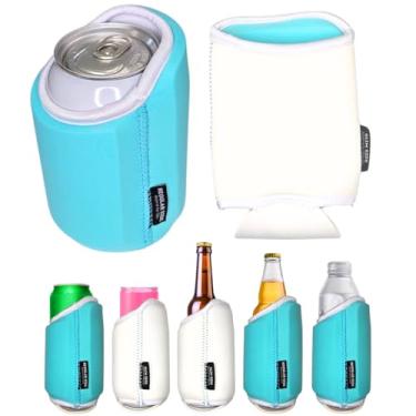 Imagem de TahoeBay Universal Blank Can Coolers (Pacote Com 8) Mangas Isoladas De Neoprene 4 Em 1 Para Latas E Garrafas Cerveja 12 Oz, Finas, Bebidas 16 Água, Blanks Sublimação, Vinil, Dtf (Azul-Marinho/Branco