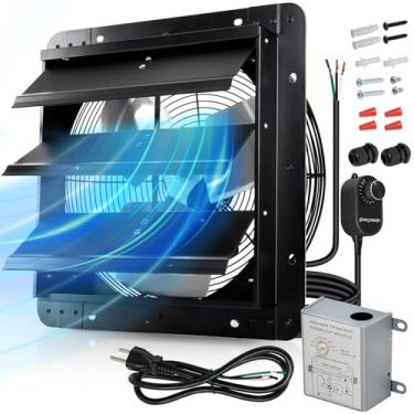 Imagem de Hiorucet Exaustor De Parede 10" Com Controlador Velocidade E Kit Cabo Alimentação, Termostato Temperatura Ajustável, Fusível Desligamento Incêndio, 60 Hz, 36 W, Motor Cobre, Sótão Automático