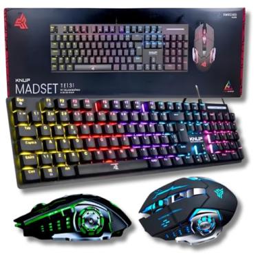 Imagem de Teclado Mecanico e Mouse 6 Botões Gamer - Fullsize Switch Blue Antighosting Retro Iluminado Led RGB 20 Cores Programaveis
