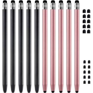 Imagem de Caneta Stylus para tela sensível ao toque, ChaoQ 10 peças de caneta Stylus de alta sensibilidade e precisão para iPad, iPhone, Android, compatível com todas as telas sensíveis ao toque (preta/ouro