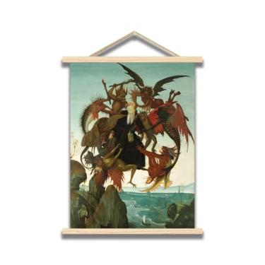 Imagem de OKRA Pôster suspenso de madeira Michelangelo - Impressão artística em tela O Tormento de Santo Antônio - Esboço bíblico - Pôster de pintura de belas artes - Pôster renascentista - Decoração de parede