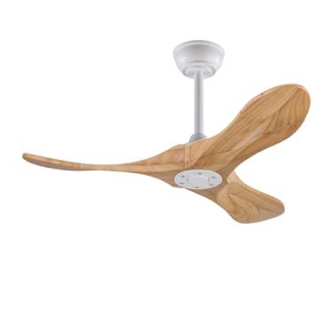 Imagem de OMYU Ventilador De Teto 36" Sem Luz Com Controle Remoto, Ventiladores Luz, 3 Pás Madeira, Motor Cc Reversível, 6 Velocidades, Para Áreas Internas E Externas, Pátio, Quarto, Casa Fazenda