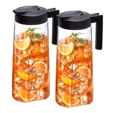 Imagem de Amazing Abby - Slim – Pacote com 2 jarras Tritan (1,8 g), jarra de água de plástico inquebrável com tampa, livre de BPA, resistente ao calor, lavável na lava-louças, ótimo para bebidas geladas e